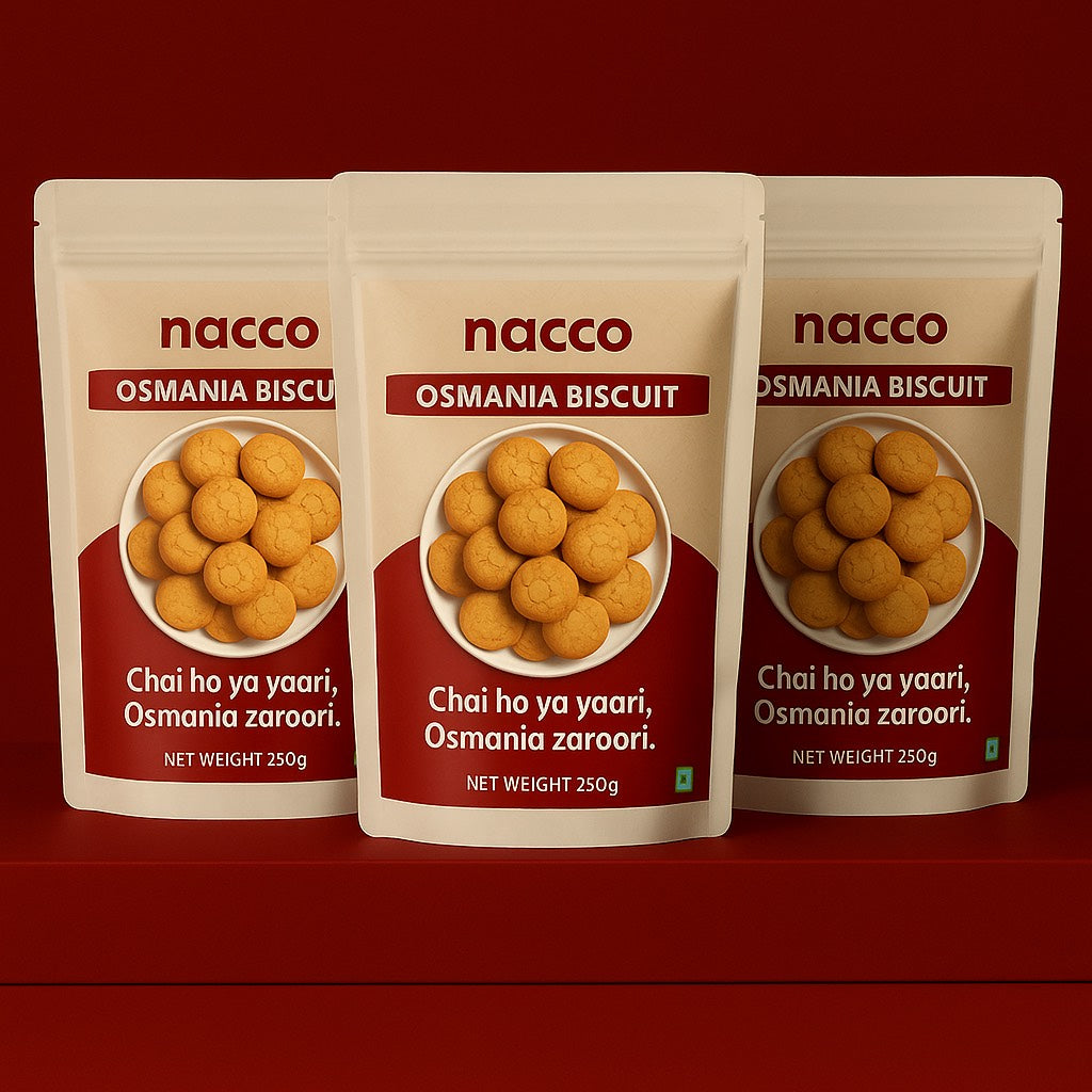 Three packages of Nacco Osmania Biscuit
